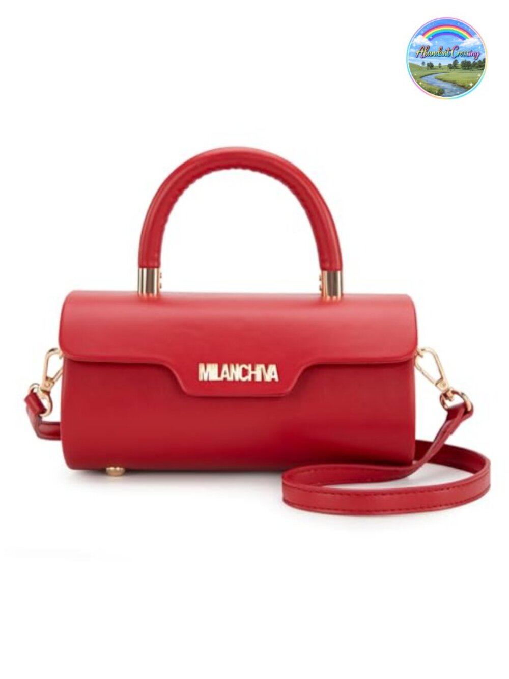 Vegan Leather Barrel Crossbody Bag Mini Purse Top Handle Detachable Strap
